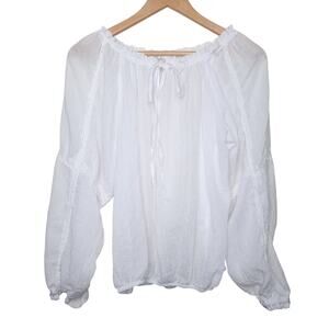 White Boho Peasant Cottage Blouse Life Women's Size Large